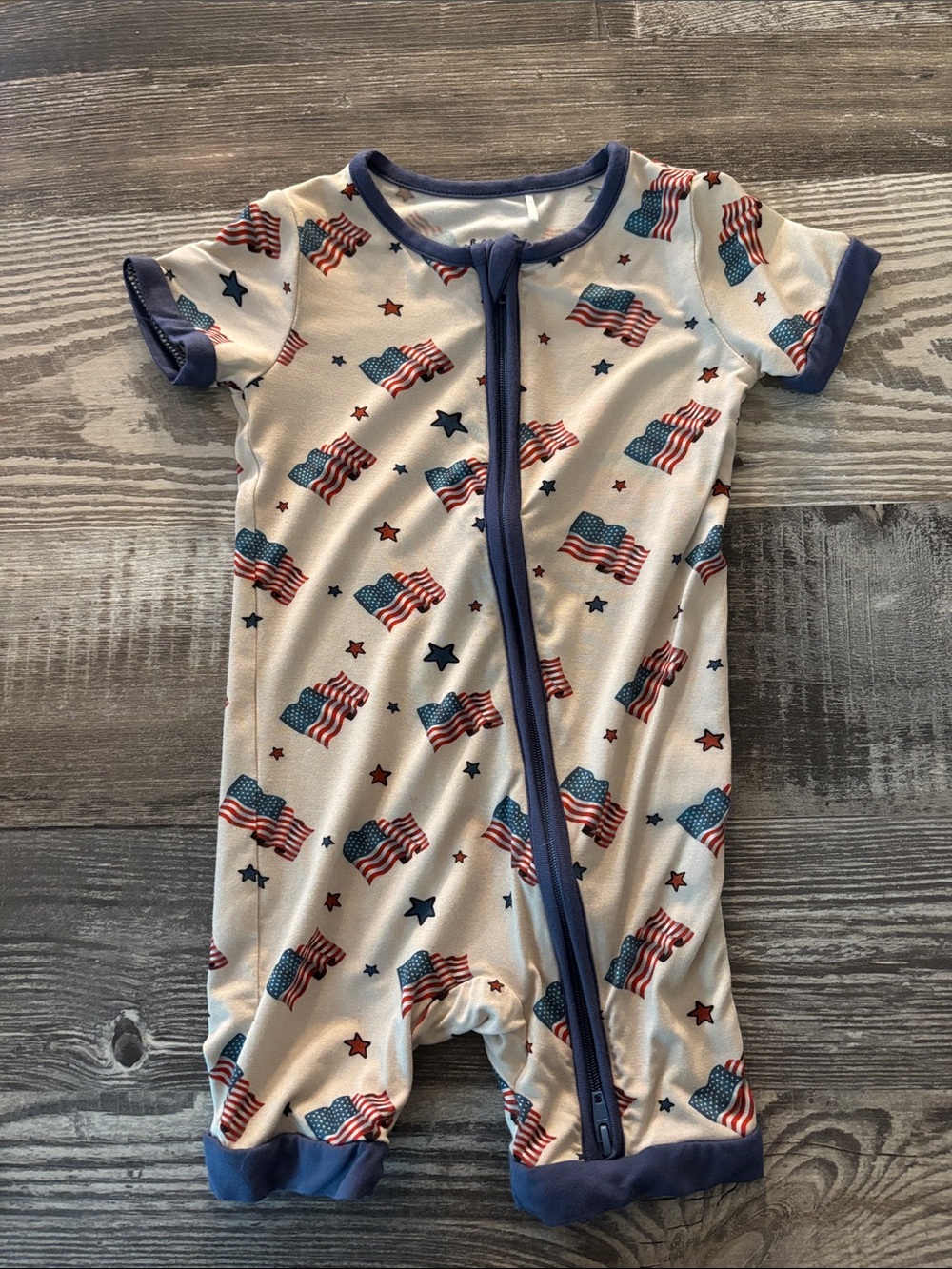 Miozing American flag  zipper romper shorts shortall